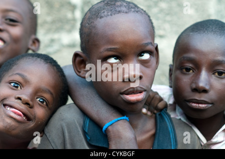 children in lower town, ilha de mozambique, mozambique Stock Photo