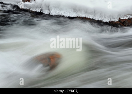 Junction Creek rapids in early winter, Greater Sudbury, Ontario, Canada Stock Photo