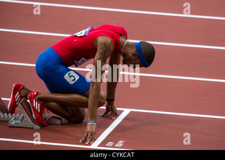 Javier Culson (PUR) competing in the 400 meter hurdles semifinal at the ...