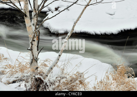 Junction Creek rapids in early winter, Greater Sudbury, Ontario, Canada Stock Photo