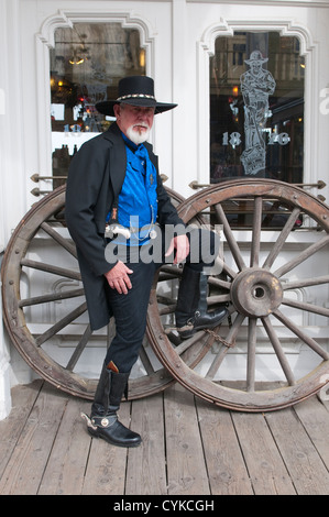 USA, Nevada. Man in period cowboy dress in Virginia CIty, Nevada. Stock Photo