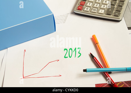 Rising line charts in 2013. Stock Photo