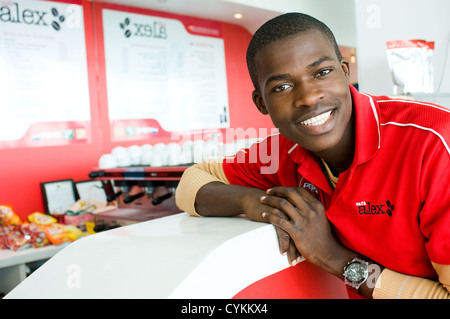 waiter, cafe, international airport, maputo, mozambique Stock Photo