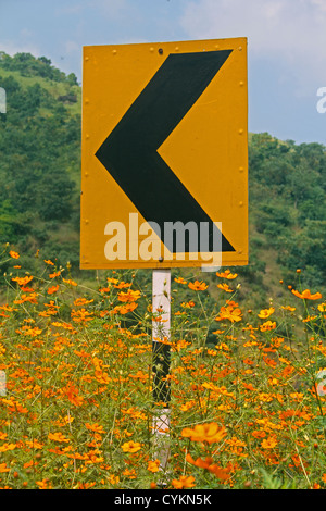 Road sign board showing turning driving directions Katraj Highway Stock Photo