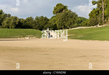 Ancient classic Greek Olympic stadium at Olympia in Greece Stock Photo