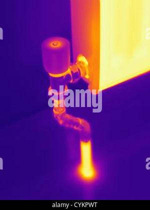Thermal image of heating radiator Stock Photo