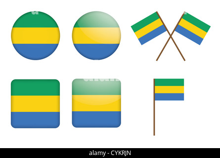 set of badges with flag of Gabon Stock Photo