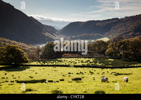The Pass of Aberglaslyn as seen from Beddgelert, Snowdonia National Park, Gwynedd, Wales Stock Photo
