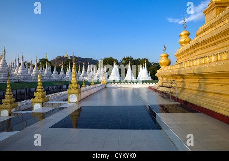 Myanmar, Mandalay, the Kuthodaw Paya temple, known olso as 'the world's biggest book'. Stock Photo