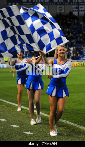 Gullys Girls cheerleaders performing before a Brighton and Hove Albion football match at the Amex Stadium UK 2012 Stock Photo