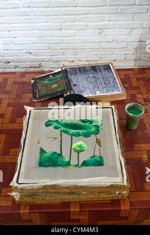 Artful Painting made at Artisans d'Angkor in Siem Reap, Cambodia Stock Photo