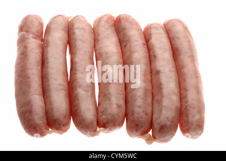 Download Seven Raw Chipolata Sausages On A White Background Stock Photo Alamy PSD Mockup Templates