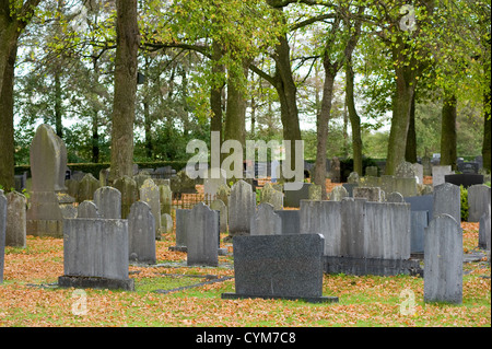 Several tombstones on a graveyard Stock Photo