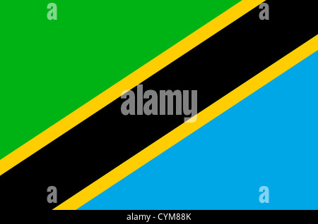 National flag of the United Republic of Tanzania. Stock Photo