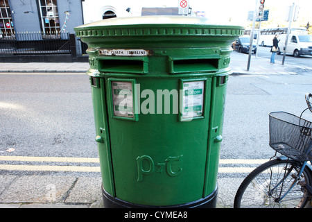 green irish double post box with post and telegraphs logo dublin republic of ireland Stock Photo