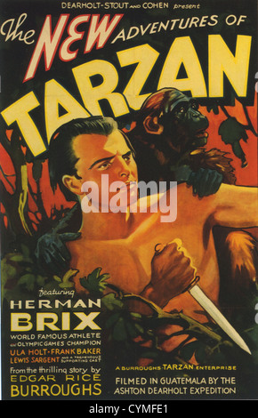 THE NEW ADVENTURES OF TARZAN Poster for 1935 MGM/Burroughs-Tarzan Enterprises Inc film serial with Herman Brix Stock Photo