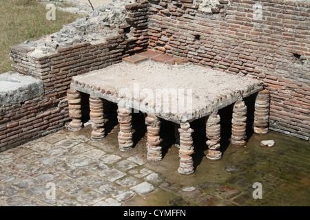 Remains of Hypocaust Heating at Butrint in Albania Stock Photo