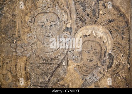 THE LEIMYETHETHNA OR LAYMYETHNA PHATO built in 1222 is known for its well preserved FRESCOS - BAGAN, MYANMAR Stock Photo