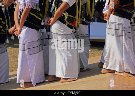 Traditional Dance of Adi tribes during Namdapha Eco Cultural Festival, Miao, Arunachal Pradesh, India Stock Photo