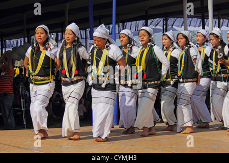 Traditional Dance of Adi tribes during Namdapha Eco Cultural Festival, Miao, Arunachal Pradesh, India Stock Photo