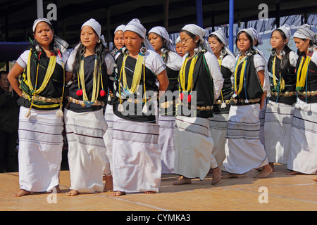 Traditional Dance of Adi tribes during Namdapha Eco Cultural Festival, Miao, Arunachal Pradesh, India Stock Photo