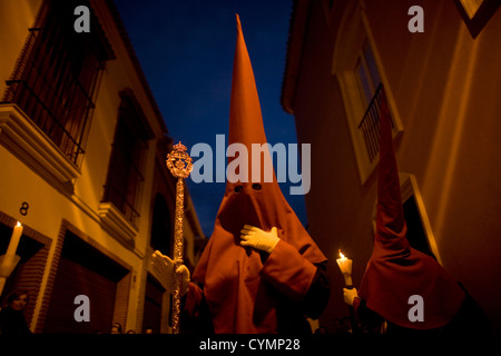 easter Holy Week procession in Puente Genil in the province of Cordoba, Spain, April 3, 2012. Stock Photo