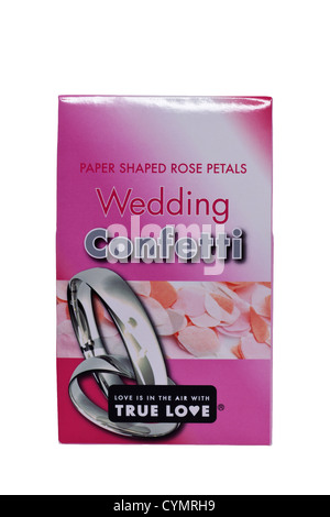 A packet of Wedding Confetti on a white background Stock Photo