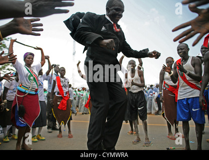 Jump for Joy in Celebration of South Sudanese Independence in Juba on 9 July 2011 Stock Photo