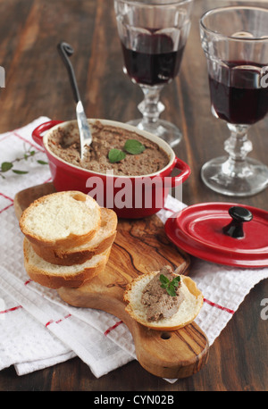 Beef liver pate on bread Stock Photo
