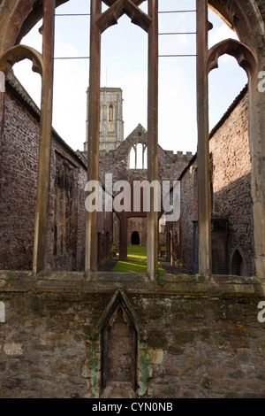 Temple church built between 1390 and 1460, with leaning tower,bombed and destroyed during WW2, Bristol, UK. Stock Photo