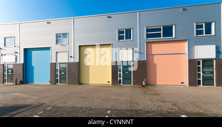 business units for small companies with colorful roller doors Stock Photo