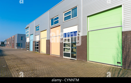 business units for small companies with colorful roller doors Stock Photo