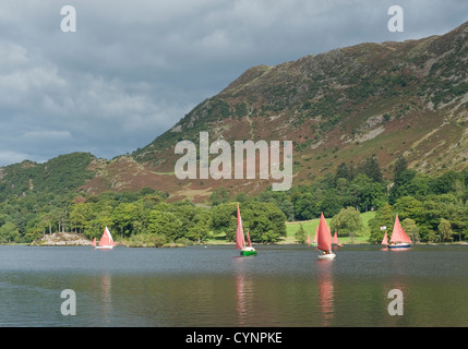 Dinghy sailing on Lake Ullswater in the English Lake District Stock Photo