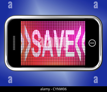 Save Message On A Mobile Phone Shows Promotion Stock Photo