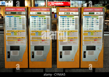 Prague, Czech Republic. Prague main station Hlavni nadrazi. Ticket machines for public transport Stock Photo