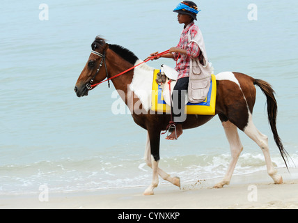 horse riding at Cha Am beach , Cha Am, Thailand Stock Photo