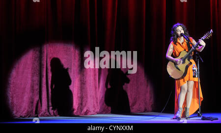 Georgian-born British singer, songwriter and musicia Katie Melua performs in Prague Congress Centre in Prague, Czech Republic, November 7, 2012. Katie Melua introduced during her concert a new album Secret Symphony and other songs.(CTK Photo/Vit Simanek) Stock Photo