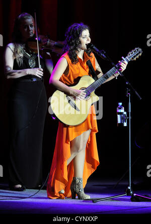 Georgian-born British singer, songwriter and musicia Katie Melua performs in Prague Congress Centre in Prague, Czech Republic, November 7, 2012. Katie Melua introduced during her concert a new album Secret Symphony and other songs.(CTK Photo/Vit Simanek) Stock Photo