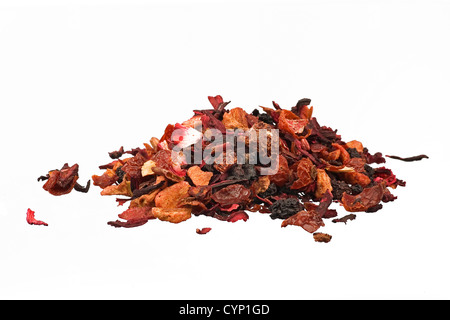 pile of various dried fruit tea isolated on white Stock Photo