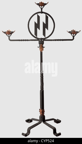 A wrought iron SS wedding candelabra,Blackened iron decorated with hand ...