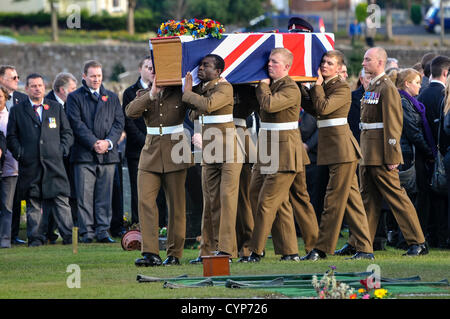 8th November 2012, Comber, Northern Ireland.  Over 1000 mourners attended the funeral of Corporal Channing Day (25) of 3 Medical Regiment, who was fatally injured in a gun battle while serving in Afghanistan.She was the third British woman to have died while serving in Afghanistan since 2001. Stock Photo