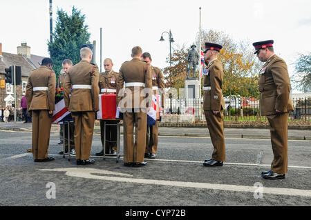 8th November 2012, Comber, Northern Ireland.  Over 1000 mourners attended the funeral of Corporal Channing Day (25) of 3 Medical Regiment, who was fatally injured in a gun battle while serving in Afghanistan.She was the third British woman to have died while serving in Afghanistan since 2001. Stock Photo