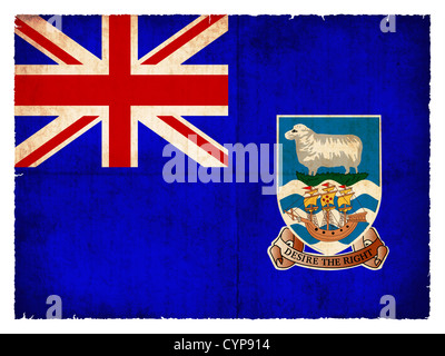 Flag of the Falkland Islands (British Overseas Territory) created in grunge style Stock Photo