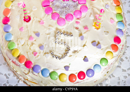 Birthday creme cake Stock Photo