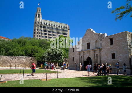 The chapel of the Alamo Mission located in downtown San Antonio, Texas, USA. Stock Photo