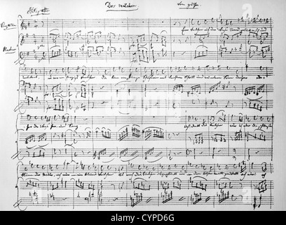 Musical Manuscript by Wolfgang Amadeus Mozart, Music for Goethe's The Violet Stock Photo