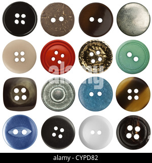 Various sewing buttons set on white background  Stock Photo