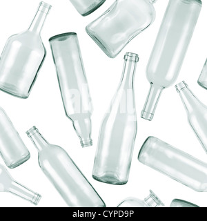 Seamless pattern. Empty bottles on white background. Stock Photo