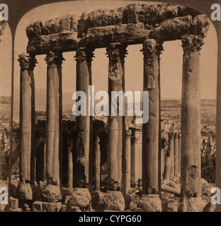 Temple of Jupiter, Baalbek, Syria, Stereo Photograph, Circa 1905 Stock Photo