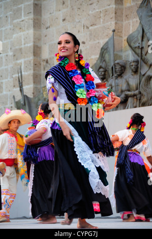 Plaza Tapatia Woman folk dancer from Guerrero State performing in Carnival  American Classic Classical Cultural Cultures Stock Photo